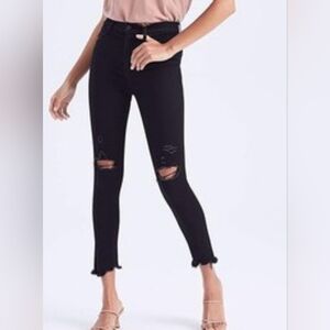 Abercrombie & Fitch High-Rise Skinny Jeans | Dark Wash Distressed Ripped Knee